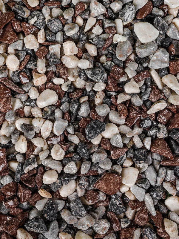Микс галтованный мрамор белый, серый, черный и бордовый, фракция 10-20мм — 1