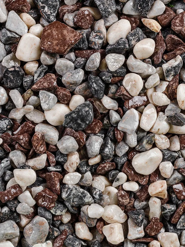 Микс галтованный мрамор белый, серый, черный и бордовый, фракция 10-20мм — 2