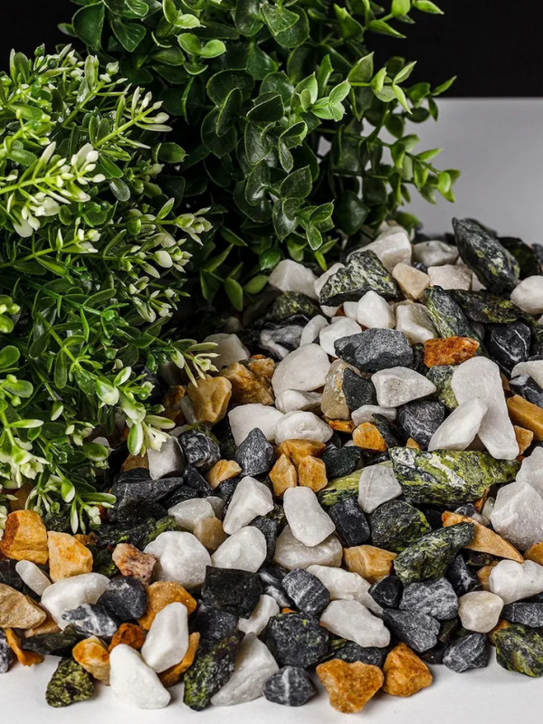 Микс черный и белый мрамор, кварцит, змеевик, фракция 10-22мм — 4