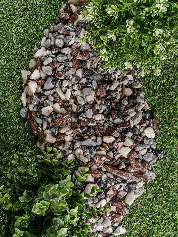 Микс галтованный мрамор белый, серый, черный и бордовый, фракция 10-20мм — 6